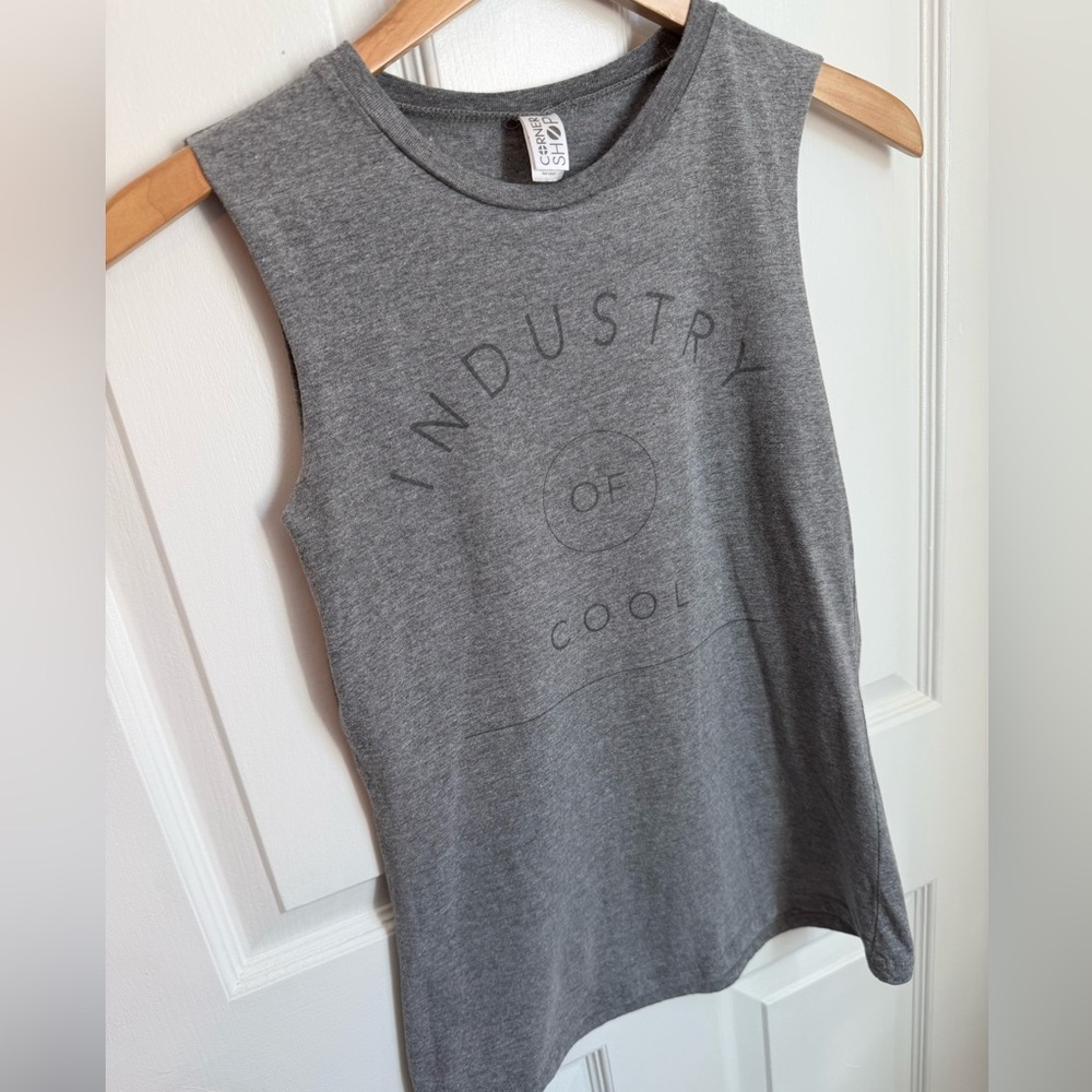 Women’s Gray Tank Top Industry of Cool Graphic - Picture 2 of 4